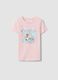 T-shirt rosa de algod&atilde;o puro com corte regular e estampado para meninas_0