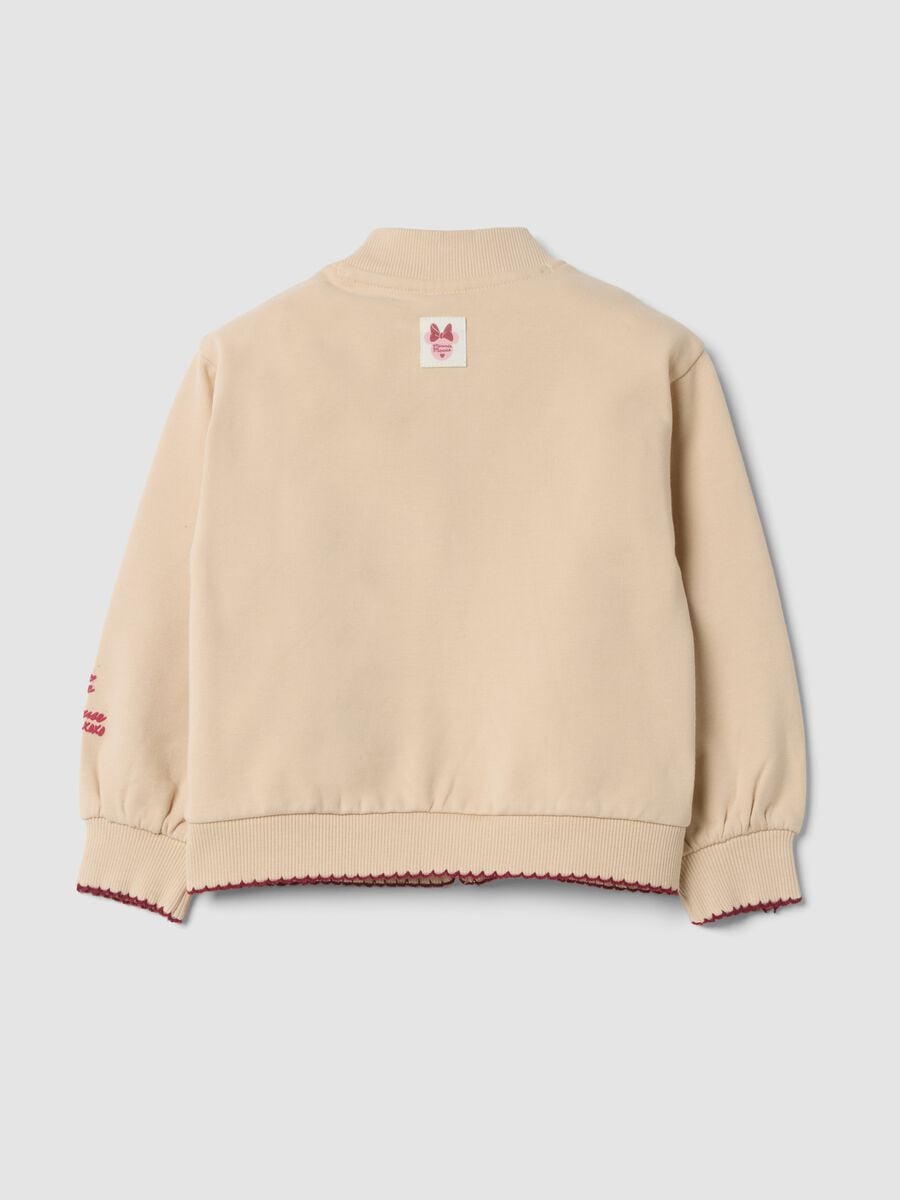 Beige oversized organic stretch cotton sweatshirt with Minnie print_1