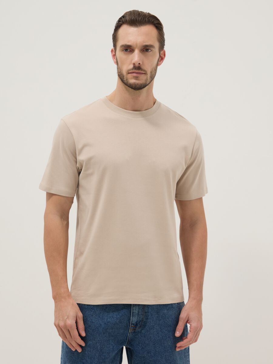 T-shirt The Iconic Tee beige in pure cotton relaxed fit_1