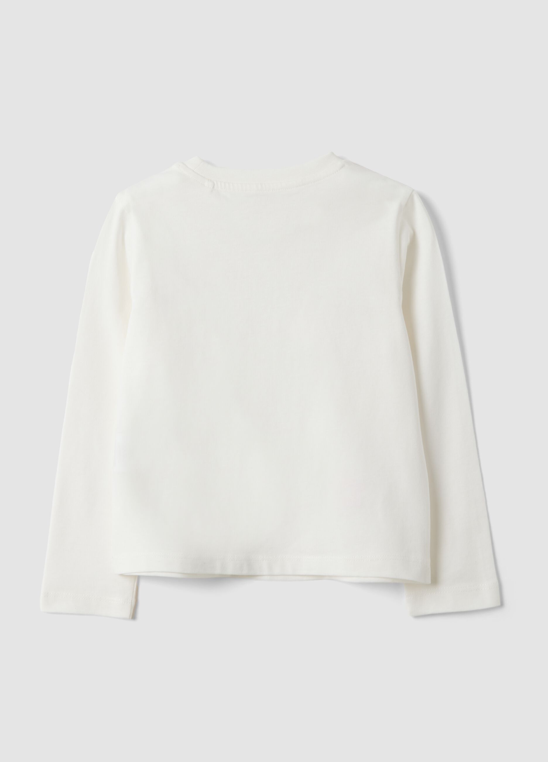 White pure organic cotton T-shirt with star print for girls