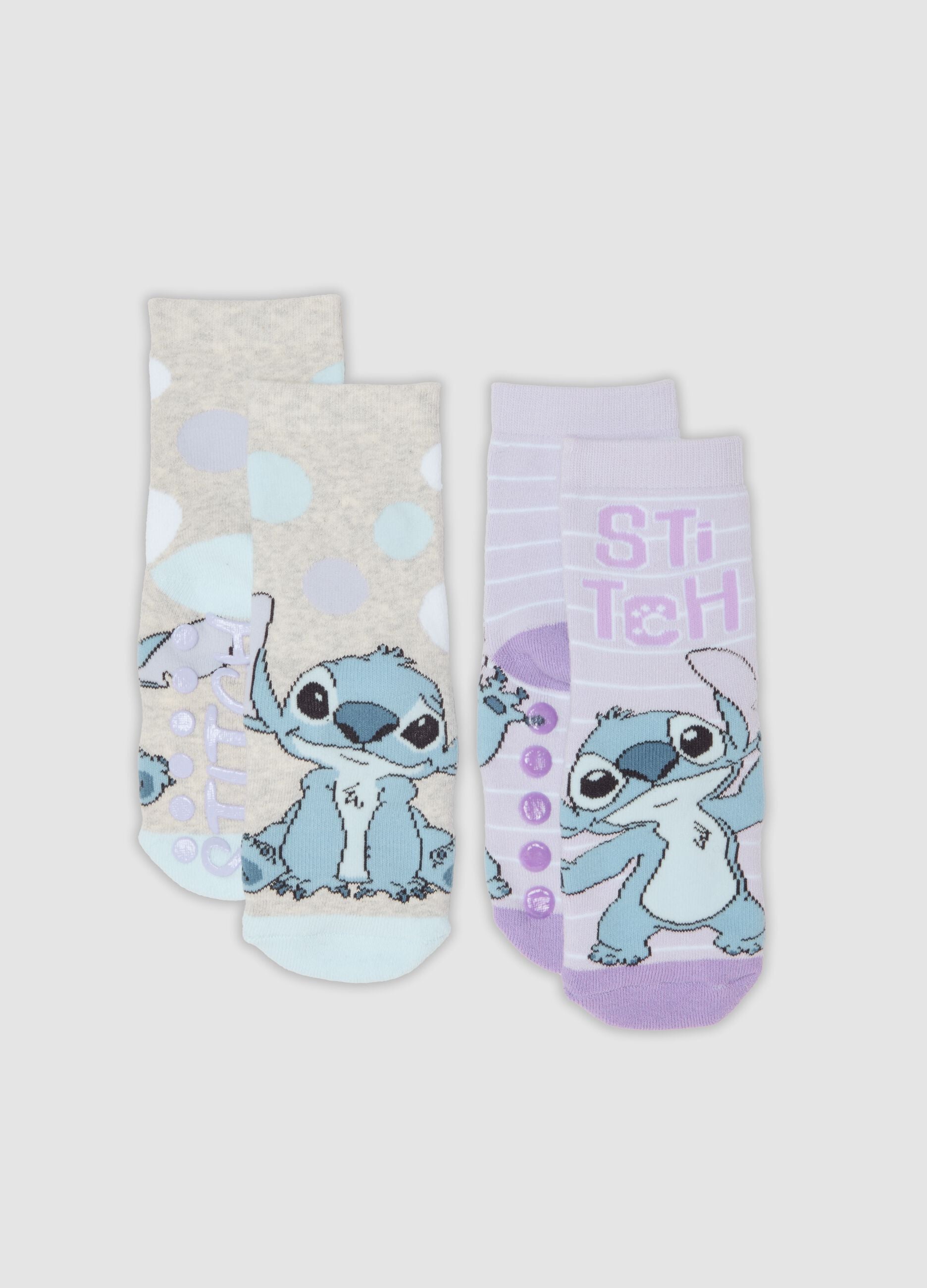 2-pack multicolour organic stretch cotton socks with Stitch print