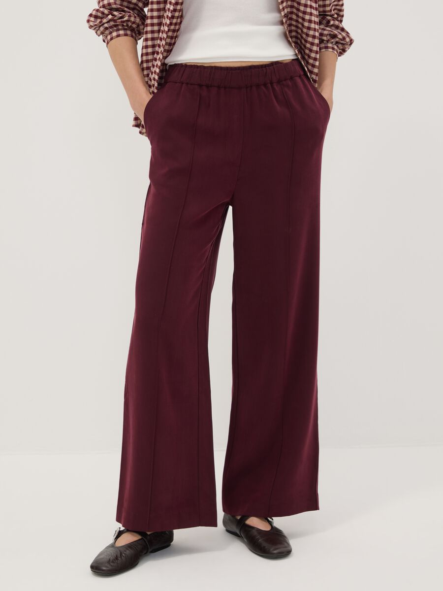 Red viscose-blend wide-leg joggers_1
