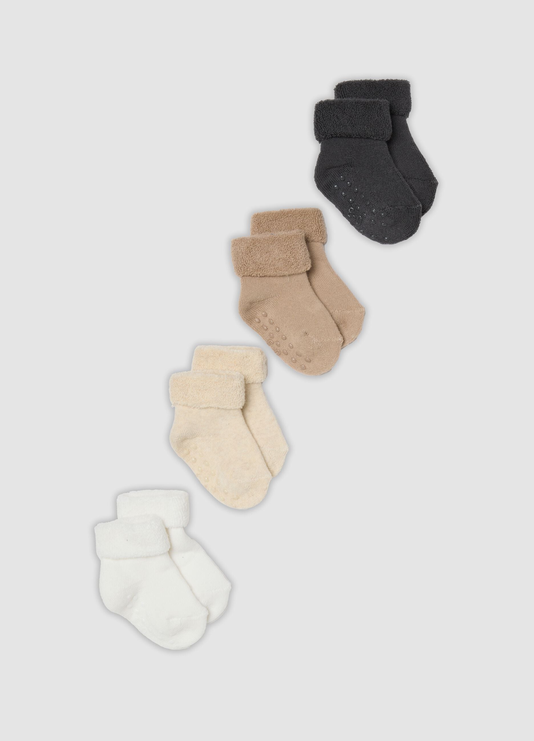 Pack of four multicolour short socks in stretch organic cotton for babies