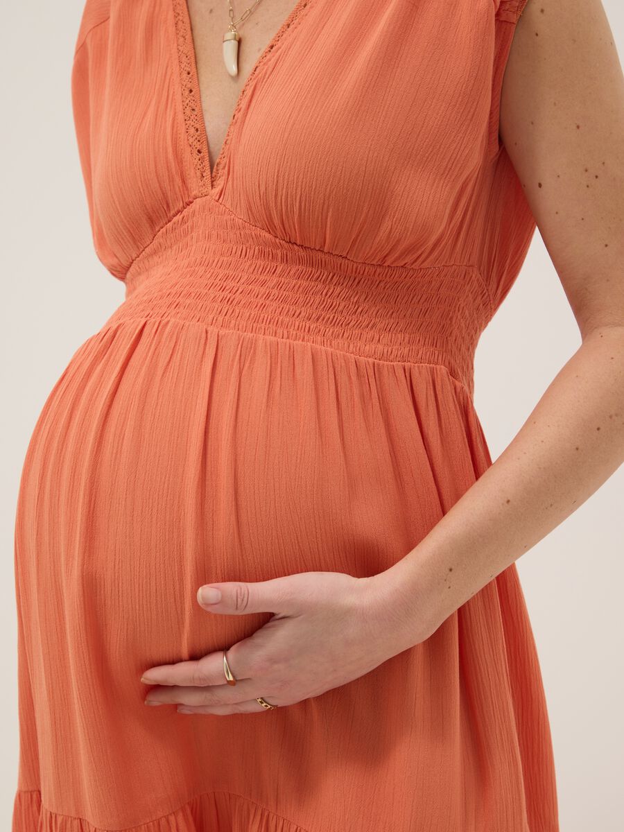 Orange Maternity Dress in Pure Viscose_3