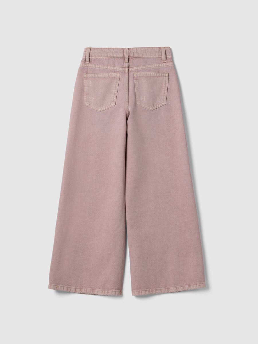 Superweite Jeans mit weitem Bein aus rosa Baumwoll-Denim f&uuml;r M&auml;dchen_4
