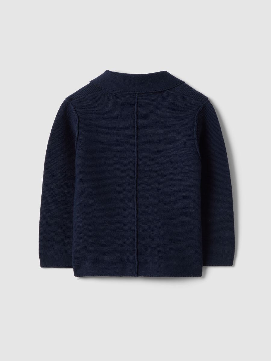 Blue pure cotton cardigan for children, regular fit with pockets and buttons_1