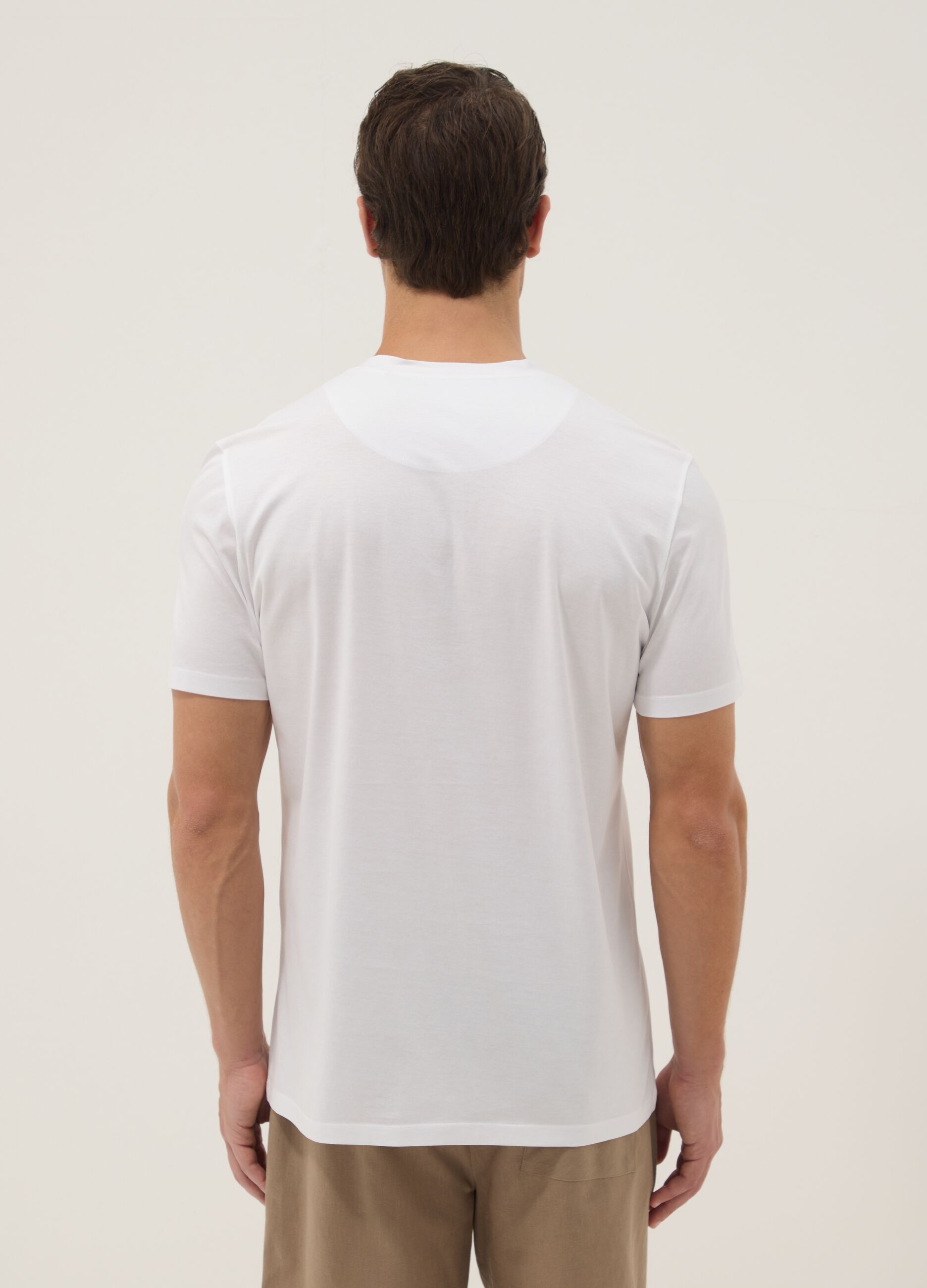 White pure cotton regular-fit T-shirt