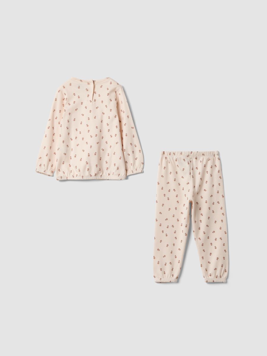 Pink organic cotton floral-print pyjamas for baby girl and toddler_1