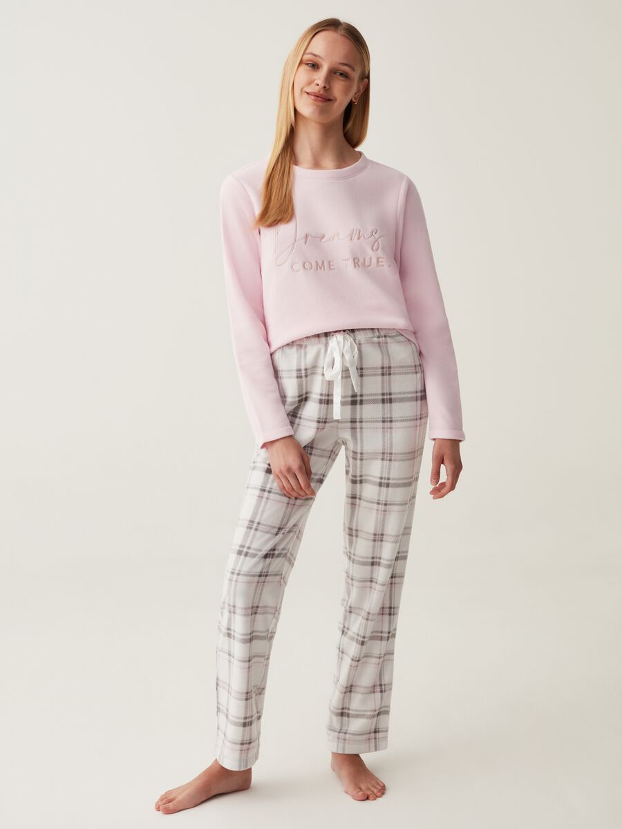 Long pyjama trousers with check pattern_0