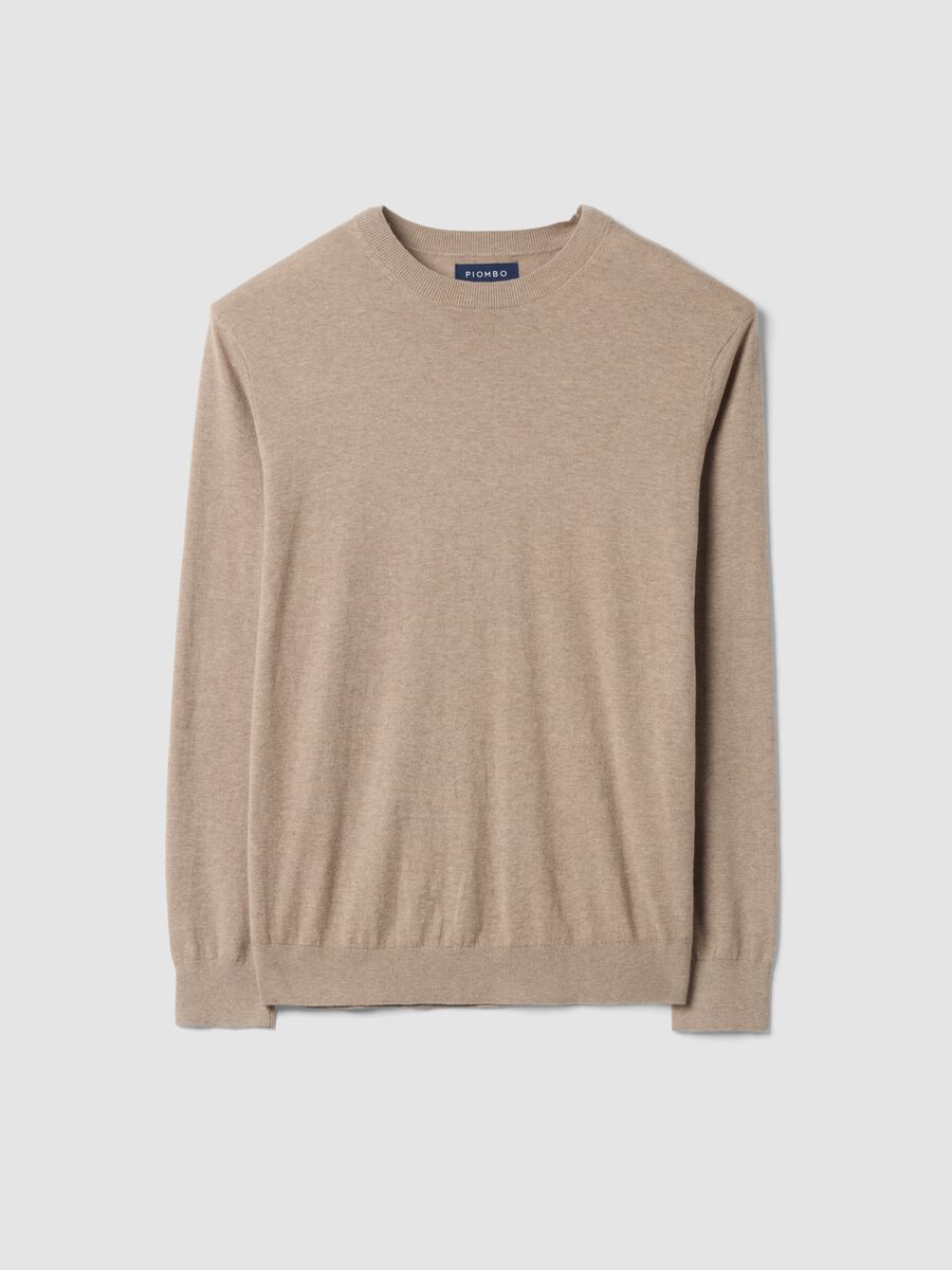 Beige crew-neck jumper in cotton and cashmere blend, regular fit_0