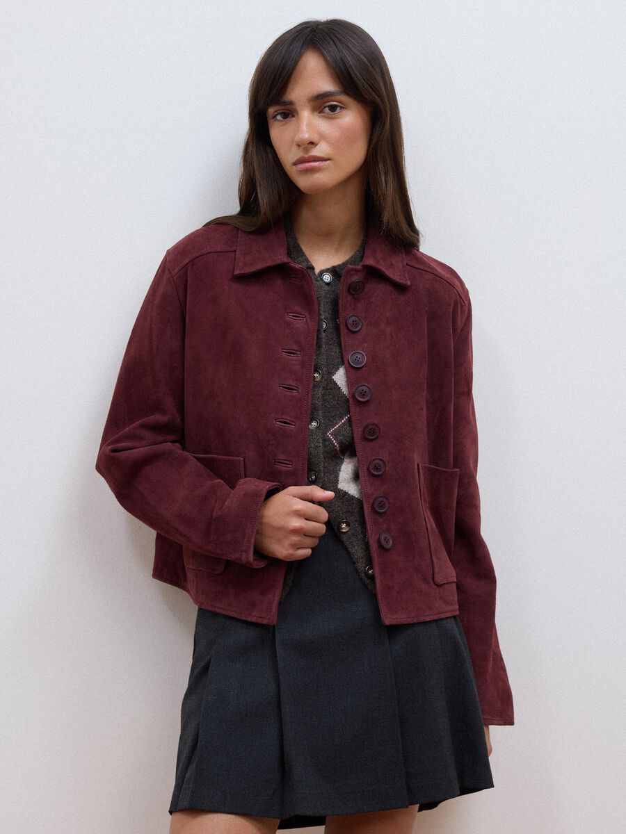Red genuine leather jacket, regular fit_2