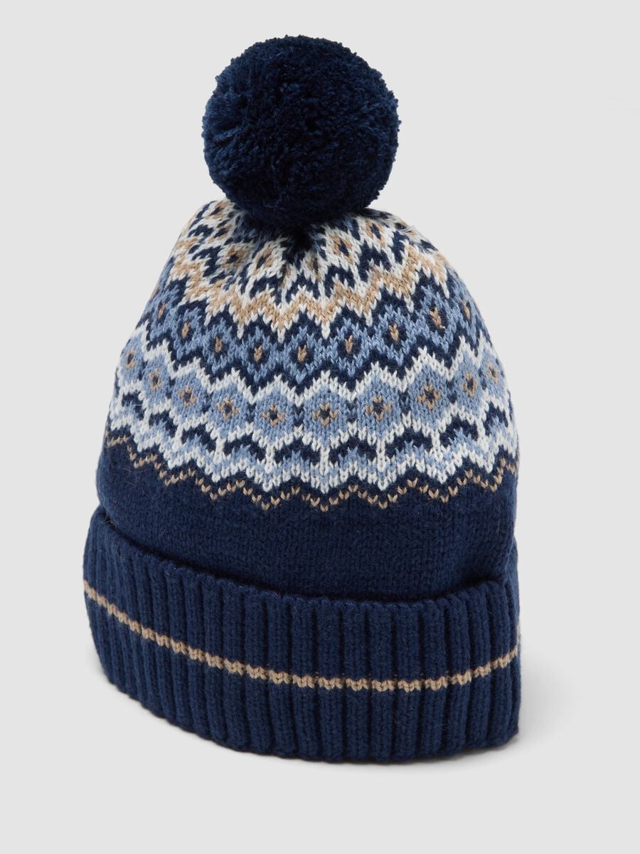 Cappello blu jacquard in puro cotone organico_1