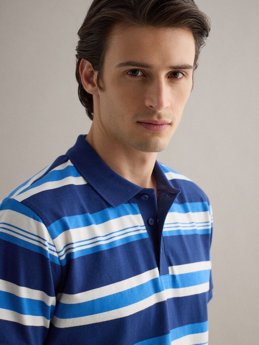 Oversized pure cotton multicolour striped polo shirt_0