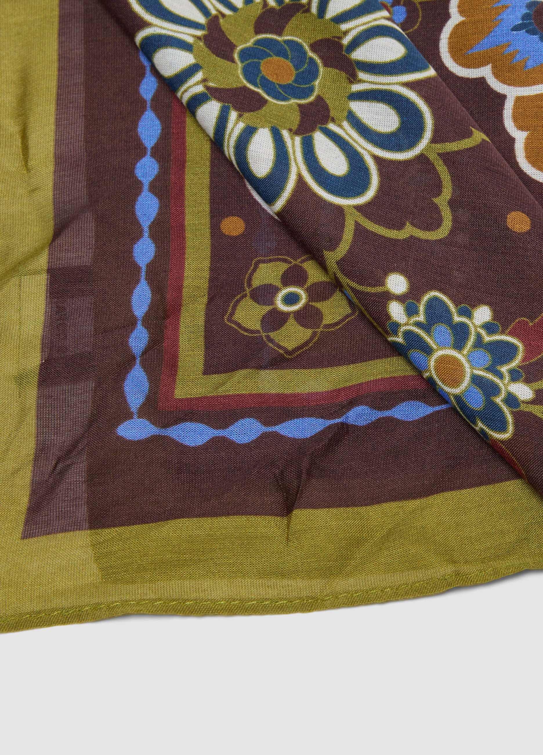 Multicolour modal and silk-blend scarf with print