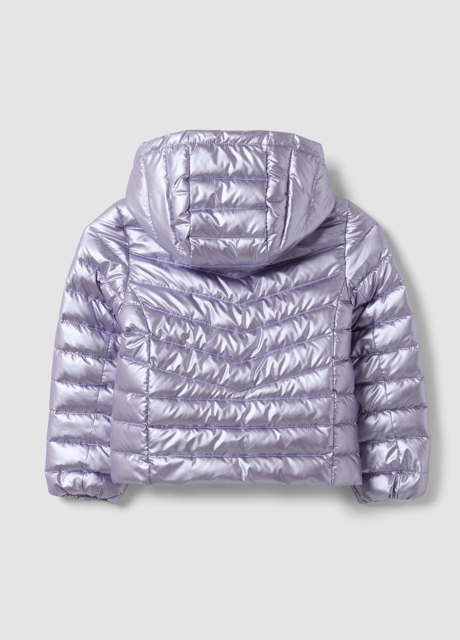 Ultralight Steppjacke in Violett mit Kapuze und Reissverschluss f&uuml;r M&auml;dchen