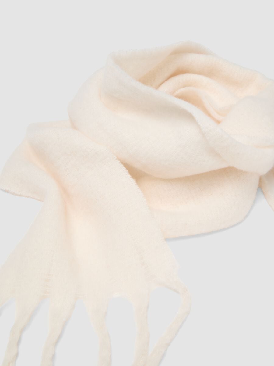Soft White Scarf with Fringes_1