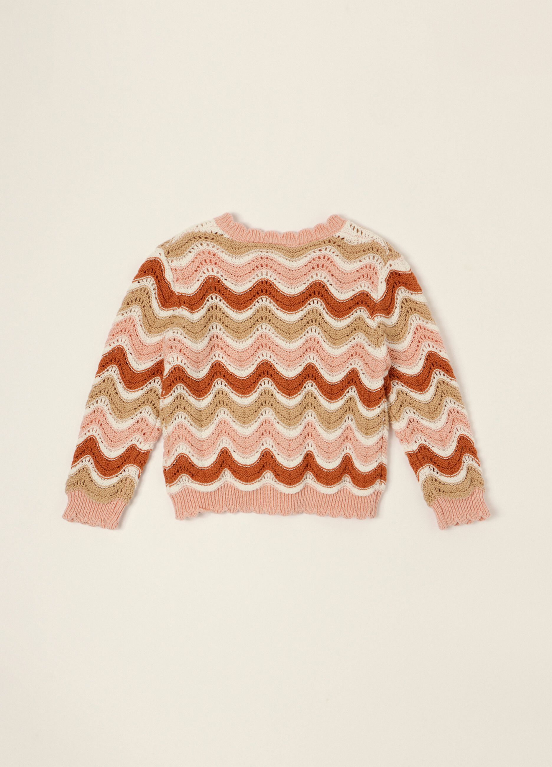 Casaco de malha multicolor em puro algod&atilde;o, em croch&eacute;, para beb&eacute; menina