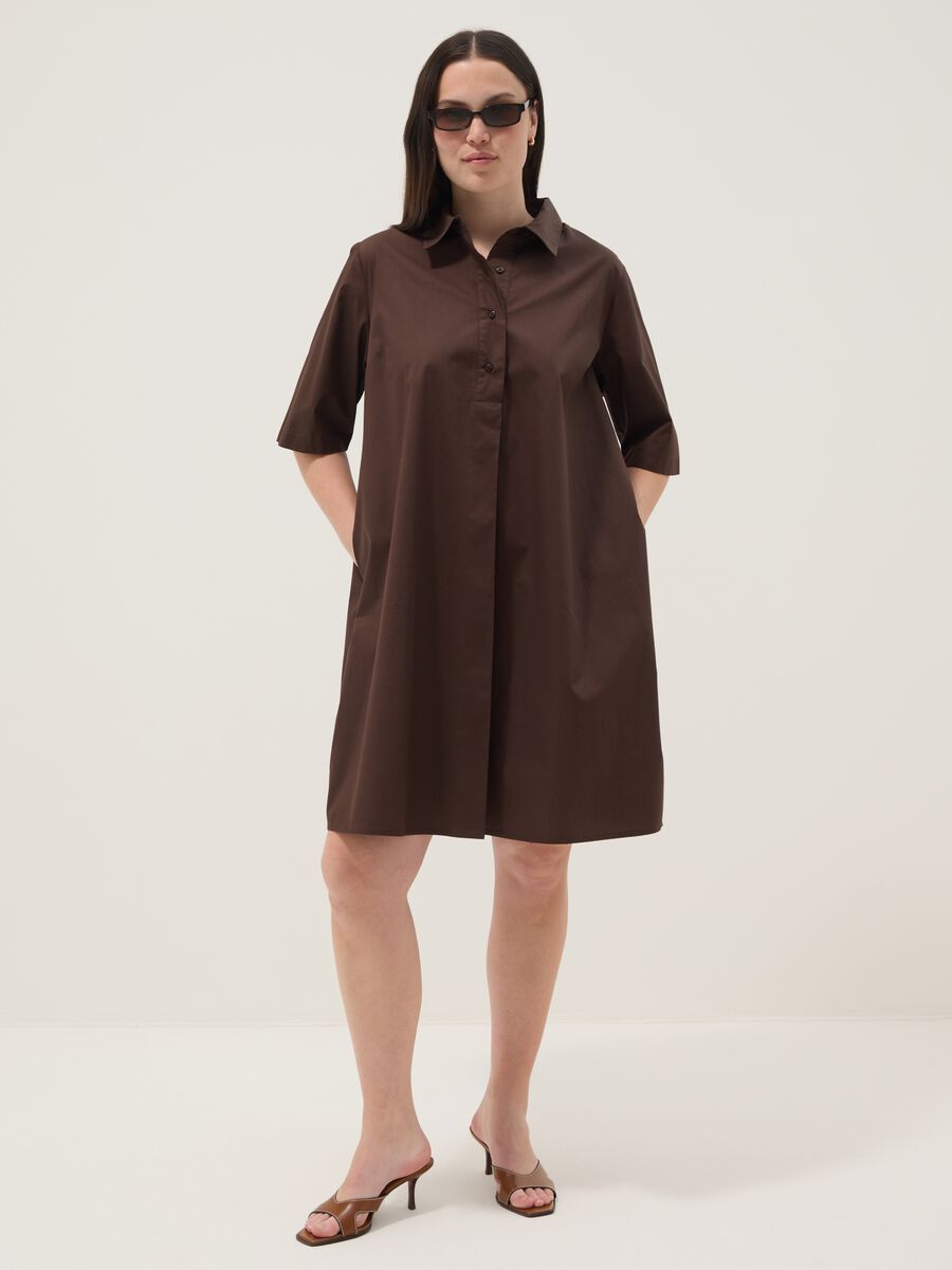 Brown pure cotton shirt dress_1