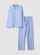 Blau gestreifter Pyjama aus reiner Bio-Baumwolle mit Kragen_4