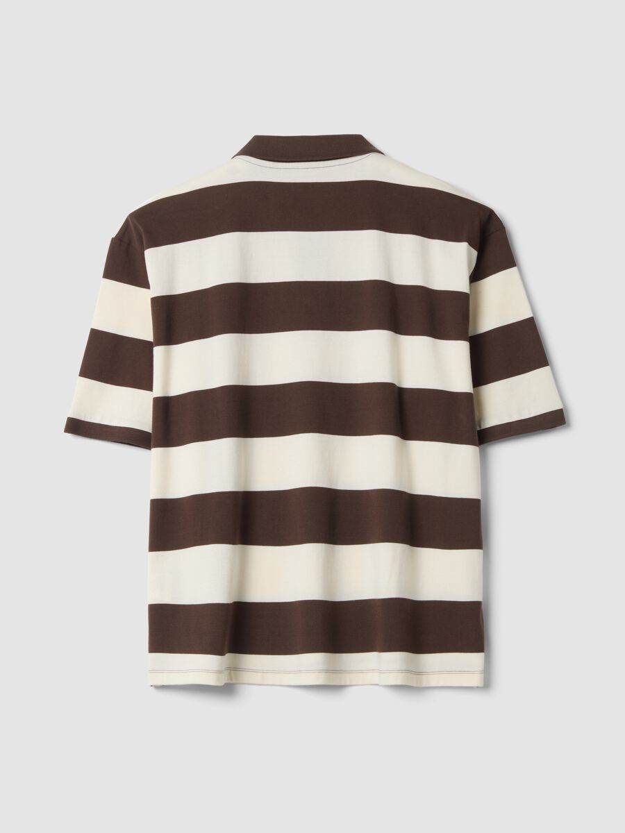 Brown striped pure cotton polo shirt, regular fit_2