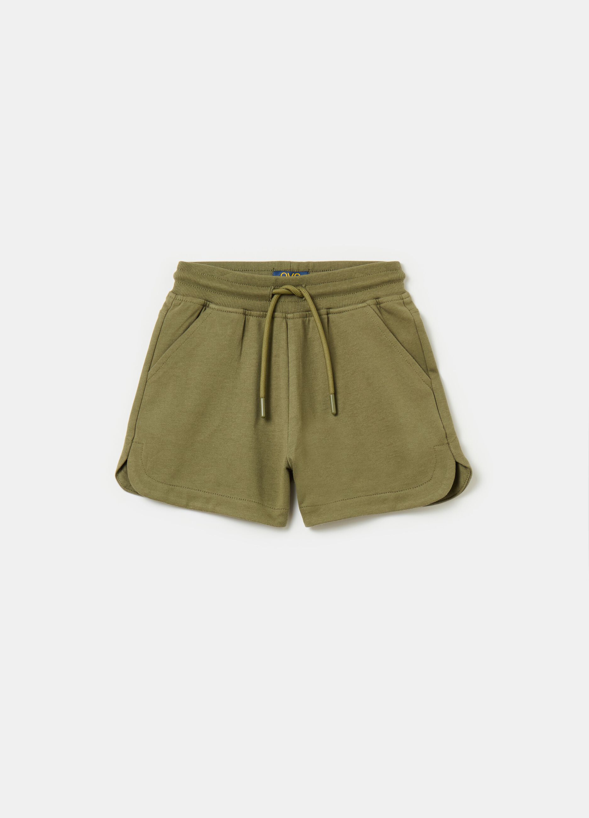 Fleece shorts with drawstring