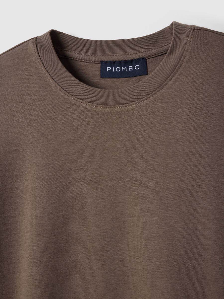 Brown pure cotton regular fit crew-neck T-shirt_5