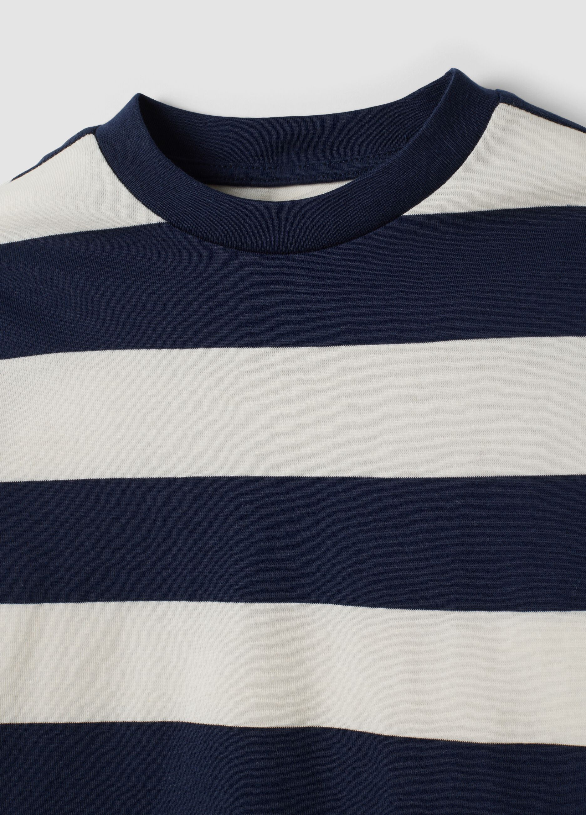 Multicolour pure cotton striped crew-neck T-shirt for boys