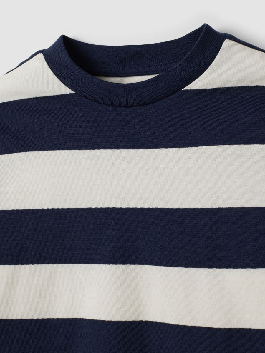 Multicolour pure cotton striped crew-neck T-shirt for boys_2