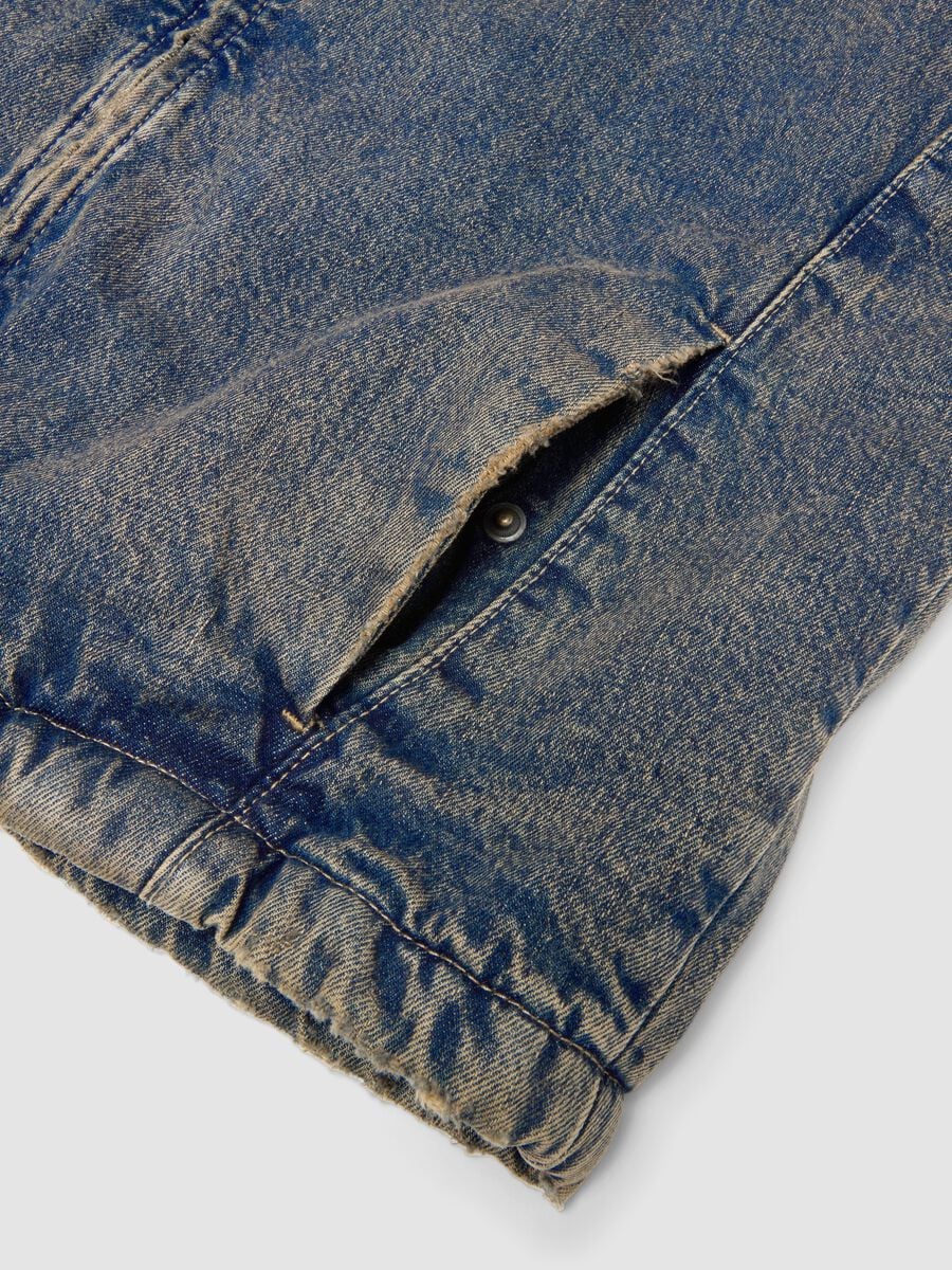 Gepolsterte Denim-Jacke in Vintage-Dunkelblau_6