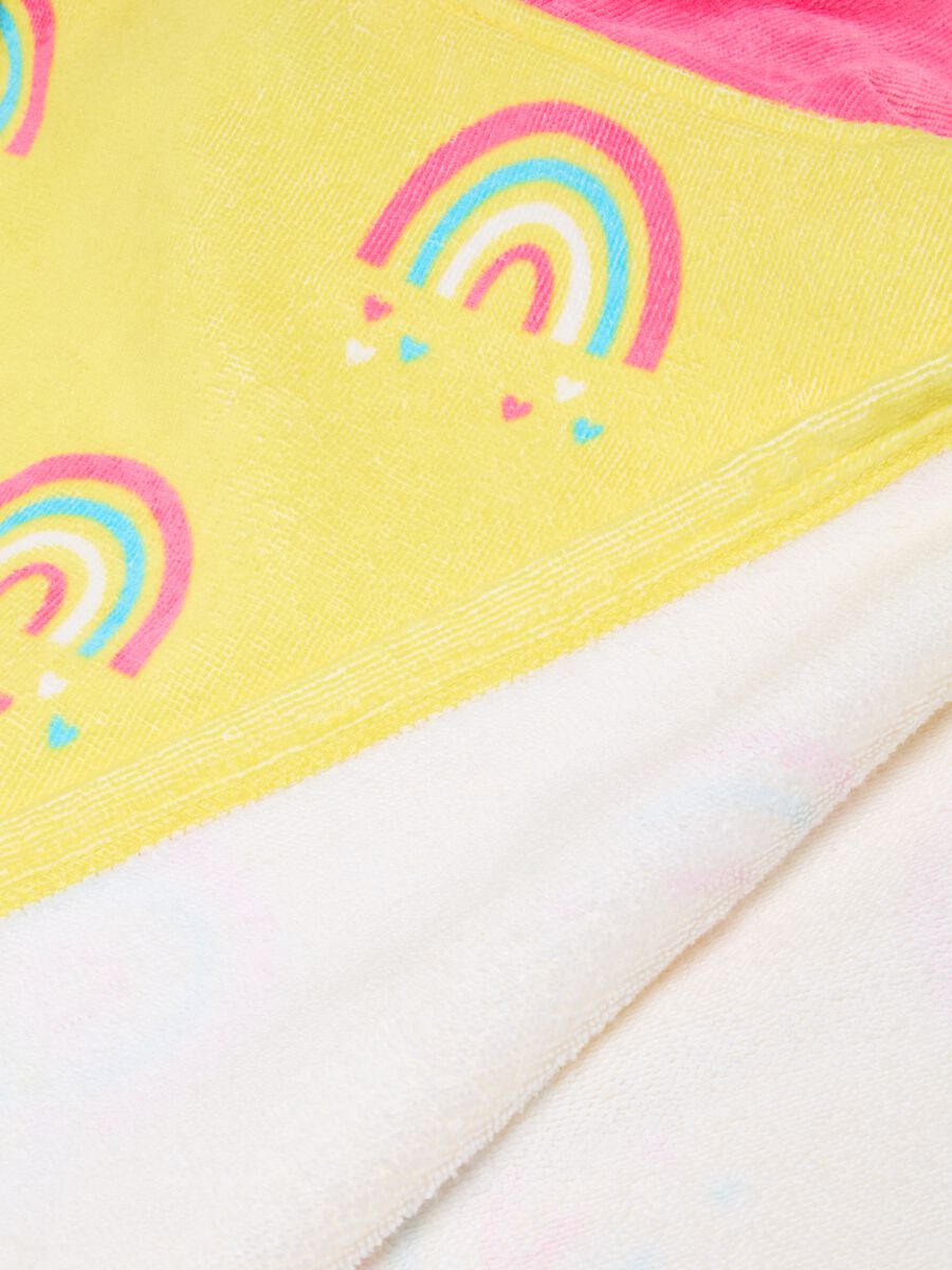 Beach poncho in terry with rainbow print_2