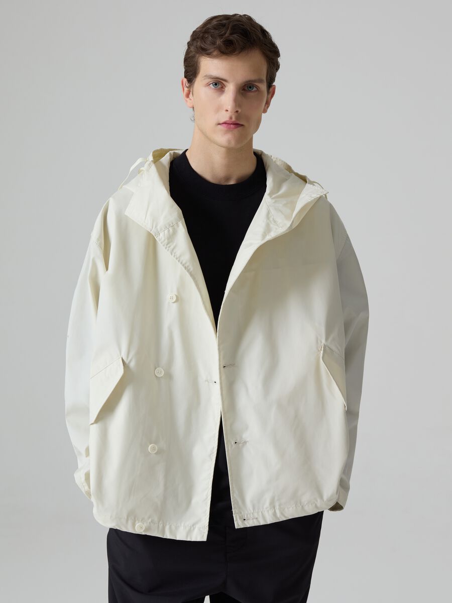 Selection short oversized jacket with hood_0