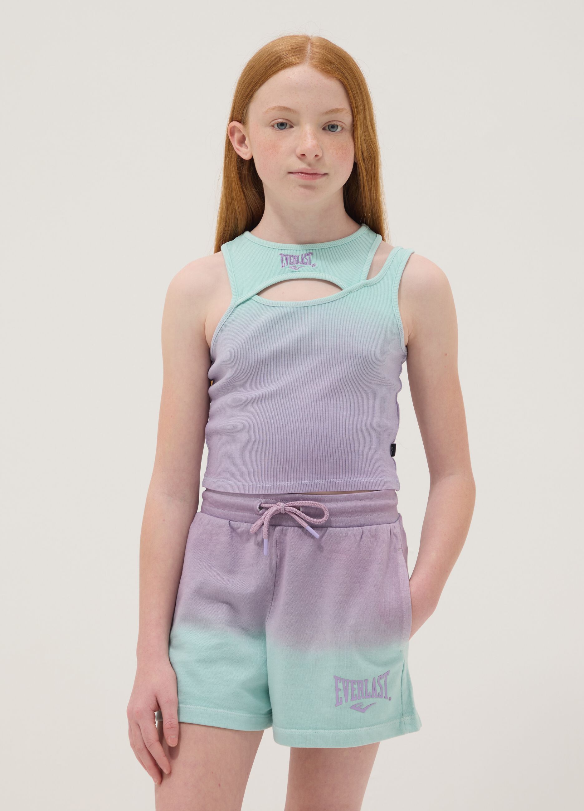 Violettes ombr&eacute; Tanktop aus Stretch-Baumwolle f&uuml;r M&auml;dchen, figurbetont