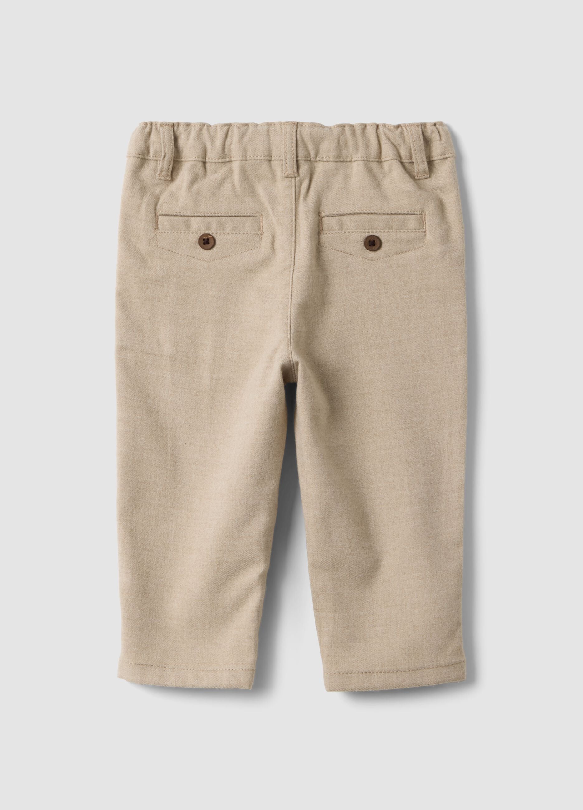 Beige regular-fit stretch viscose trousers