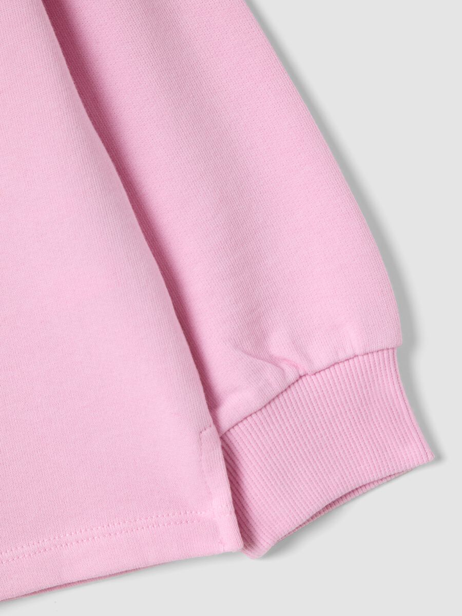 Pink pure cotton crew-neck sweatshirt with heart print for girls_2