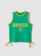 Sleeveless green stretch cotton T-shirt with 'Brasil' print_0