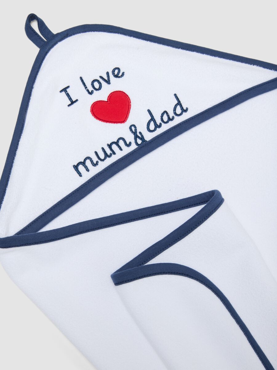 Albornoz para beb&eacute; blanco de mezcla de algod&oacute;n org&aacute;nico con bordado_2