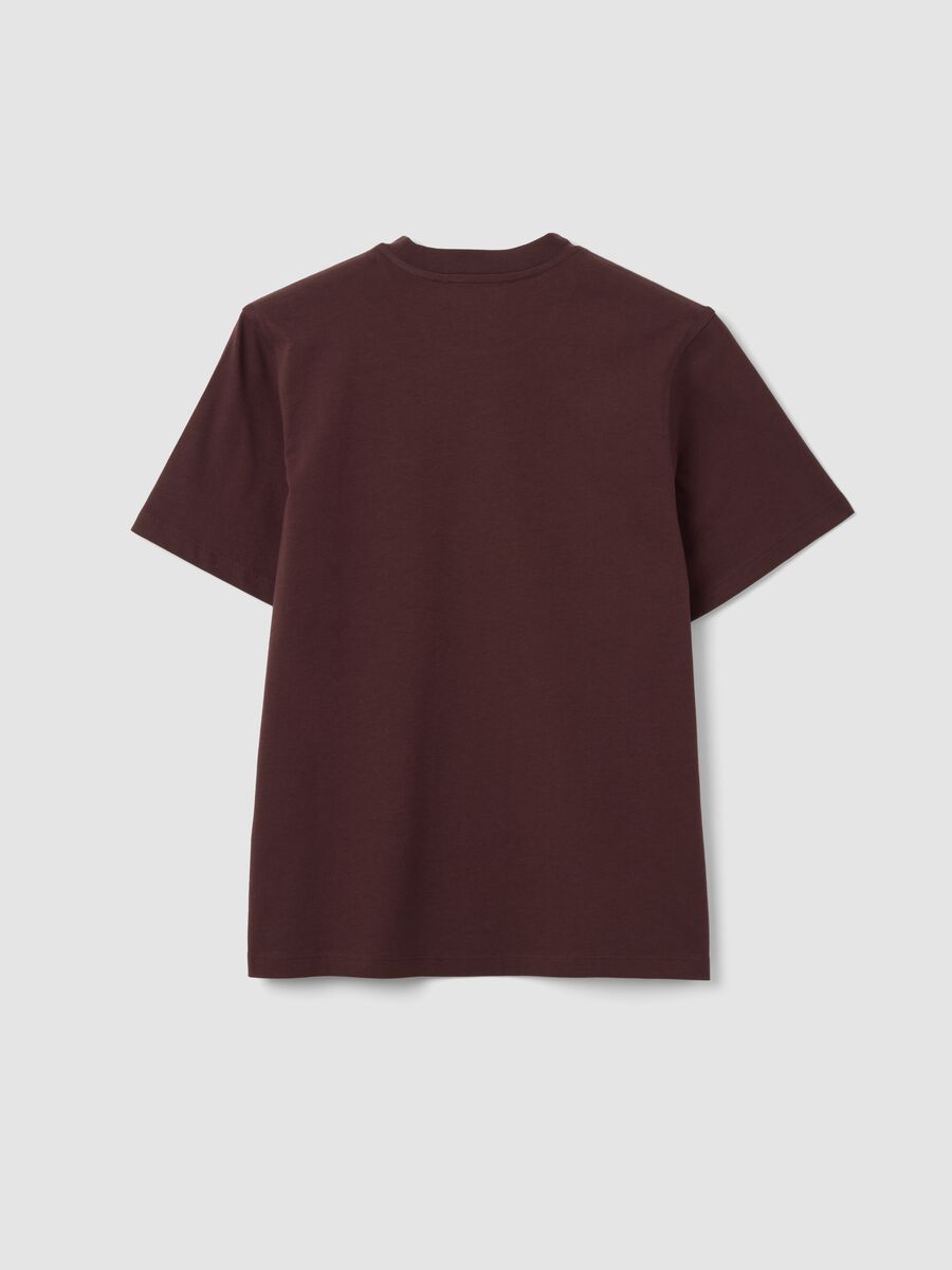 Brown relaxed-fit pure cotton T-shirt with embroidered slogan_5