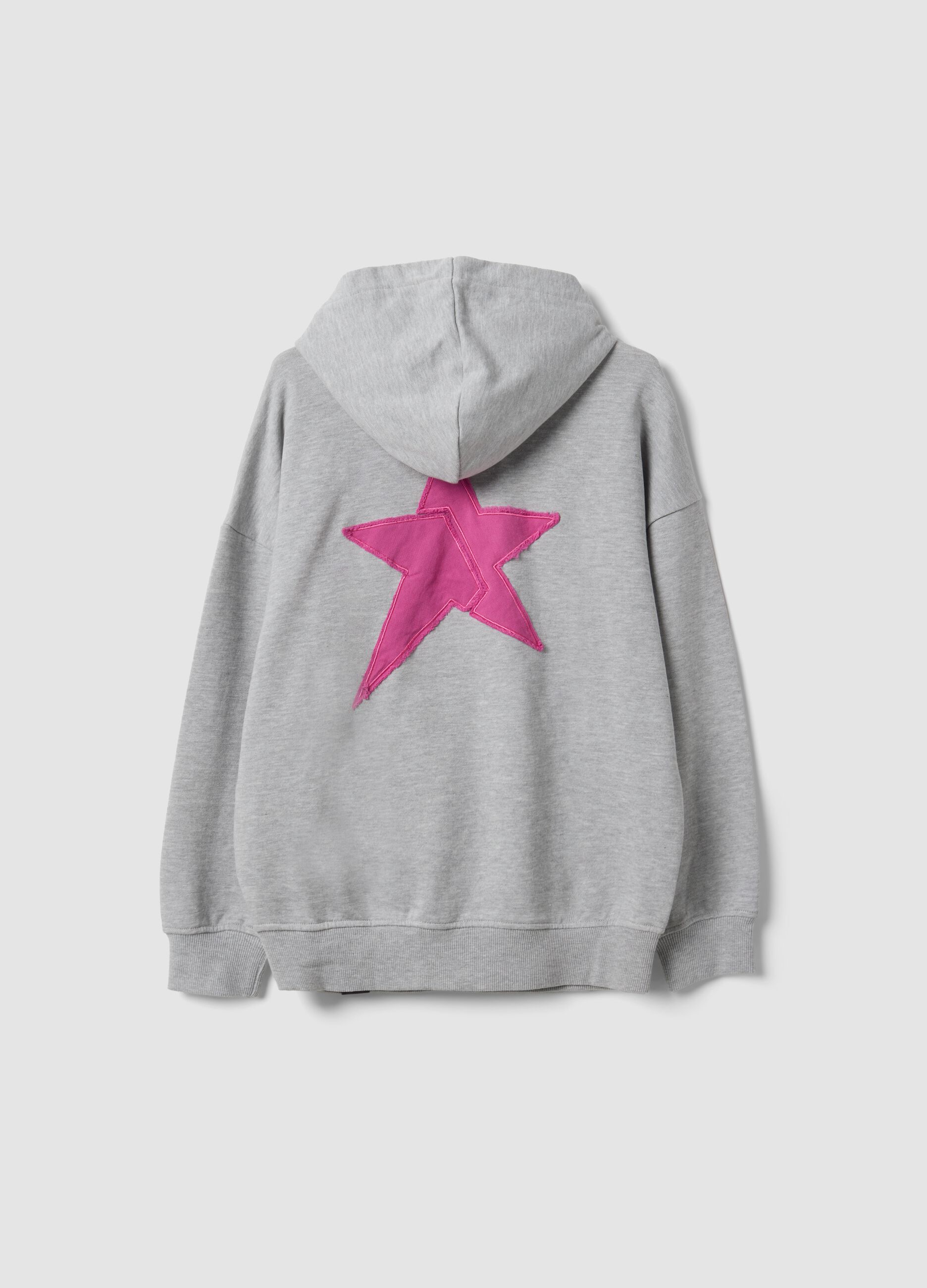 Grauer Oversize-Hoodie aus Baumwollmix mit &bdquo;Sorry&ldquo;-Stickerei f&uuml;r M&auml;dchen