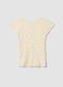 T-shirt bianca in tessuto elasticizzato con texture floreale in rilievo_1