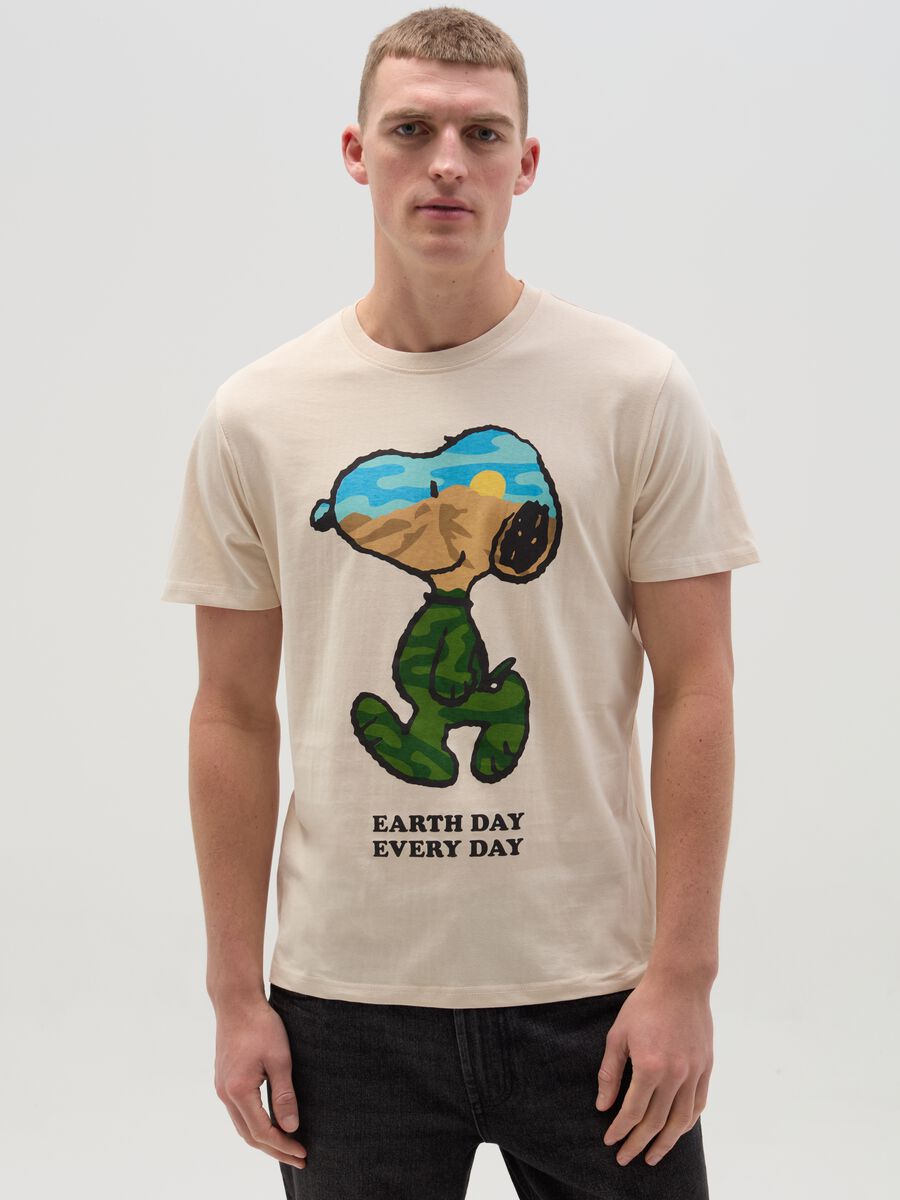 Camiseta de algodón orgánico estampado Snoopy_0