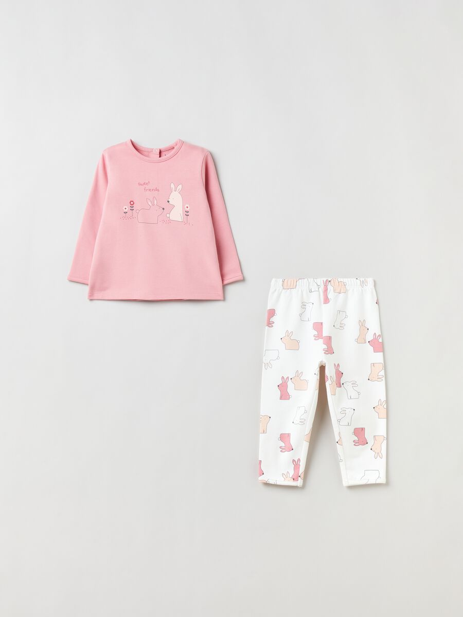 Pijama de algodón con estampado conejitos_0