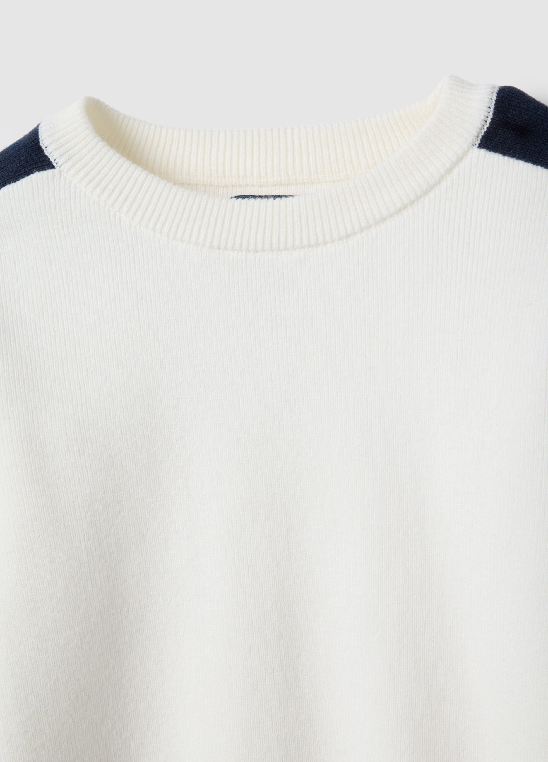 Wei&szlig;e Pullover aus reiner Baumwolle mit blauen Streifen, oversized f&uuml;r Kinder