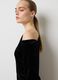 Black velvet slim fit dress with drapery_3