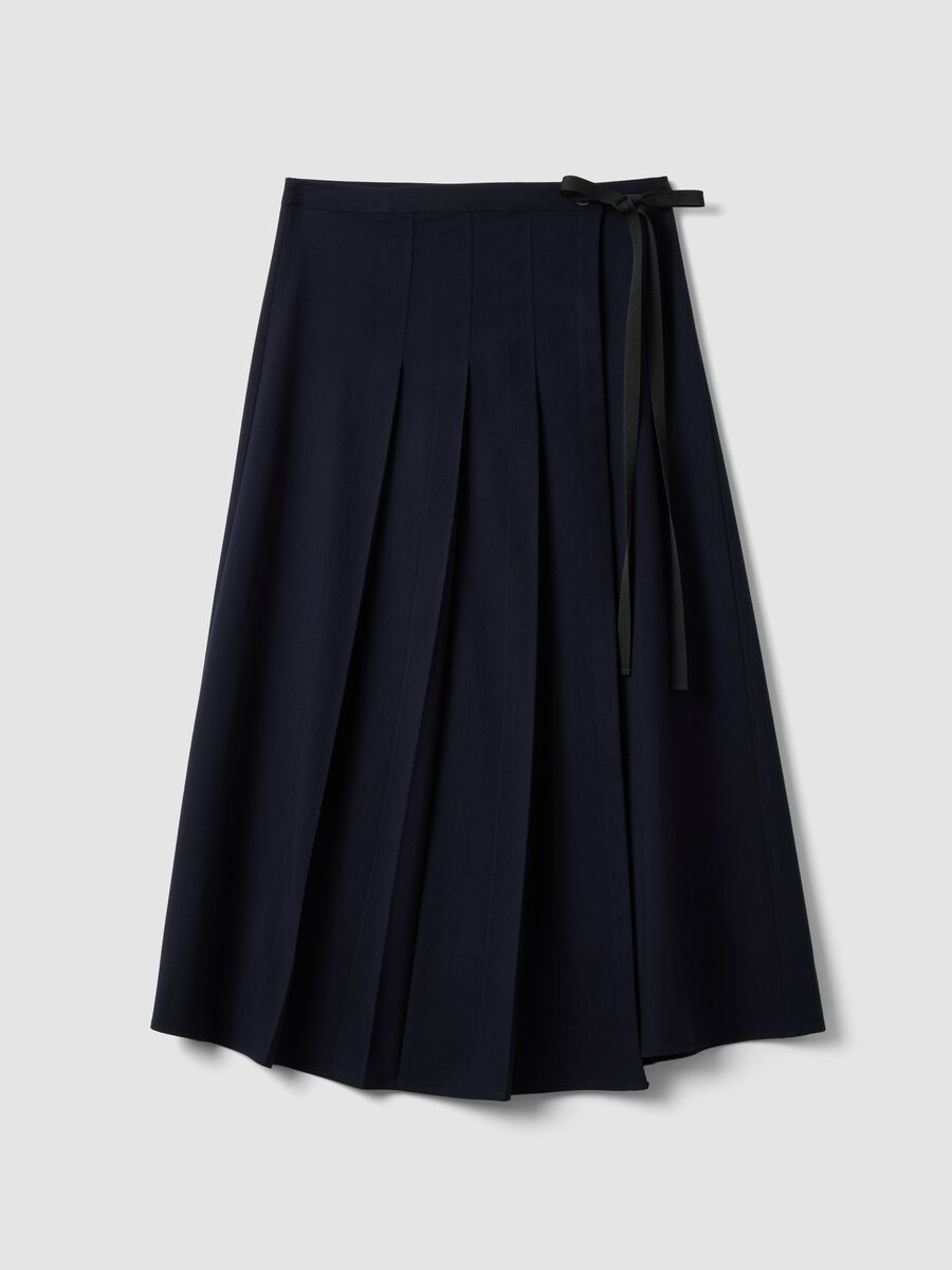 Blue pleated skirt in stretch viscose_0