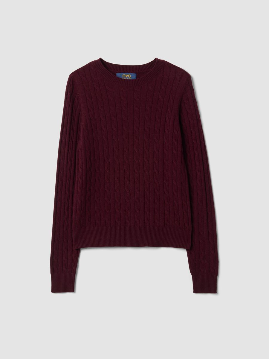 Red cable-knit crew neck jumper, regular fit_4