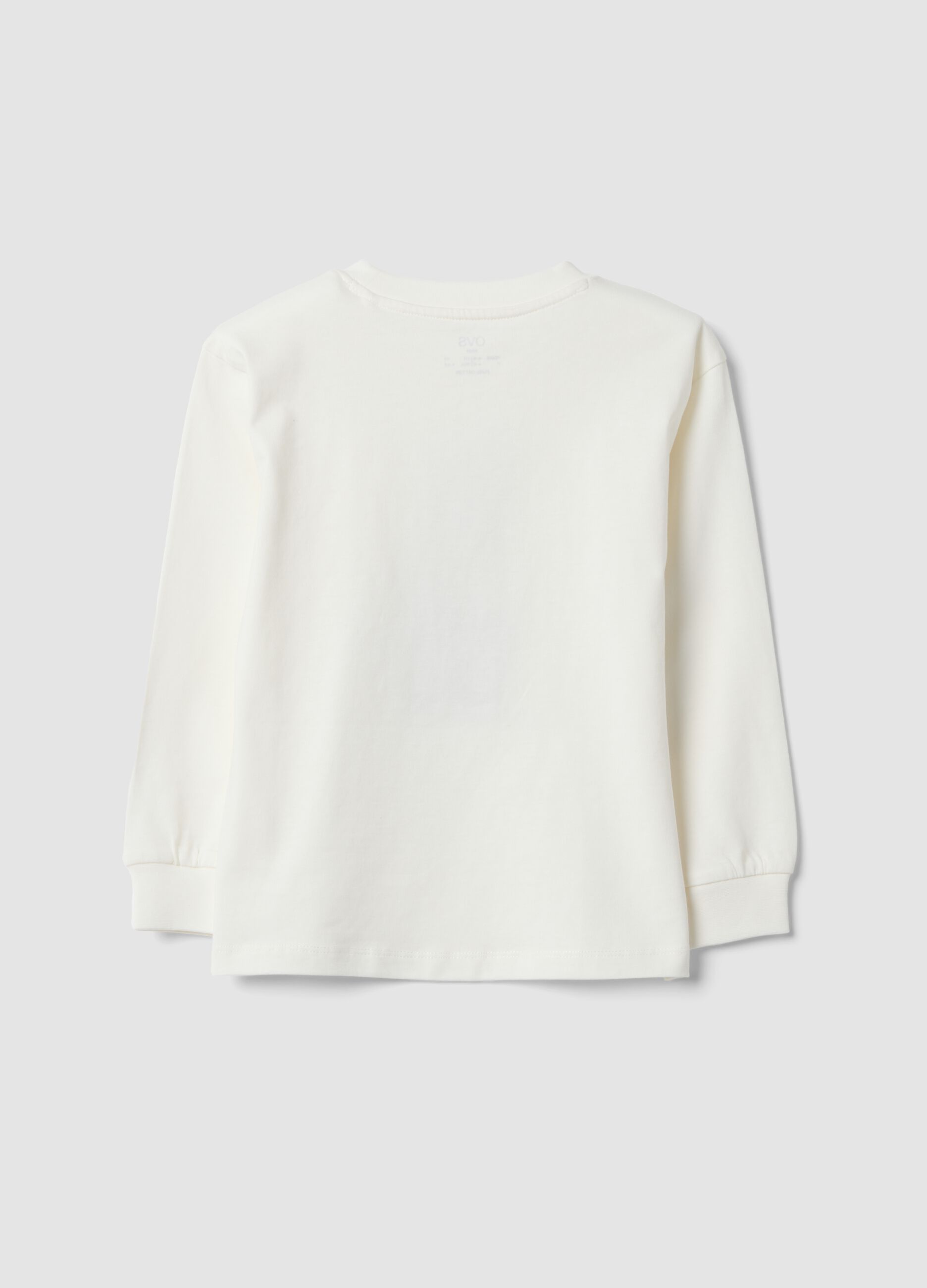 T-shirt bianco panna in puro cotone con girocollo