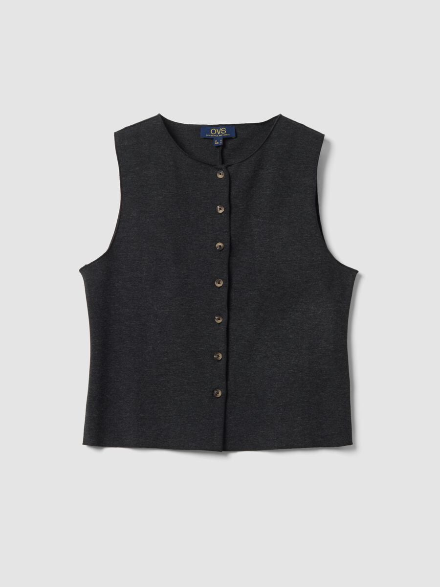 Black Milano stitch waistcoat in stretch viscose, regular fit_4