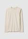 T-shirt bege de manga comprida em algod&atilde;o el&aacute;stico corte regular_4