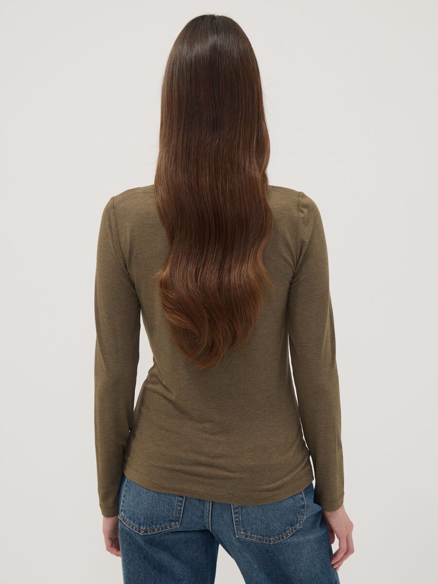 Green stretch-viscose slim-fit T-shirt_3