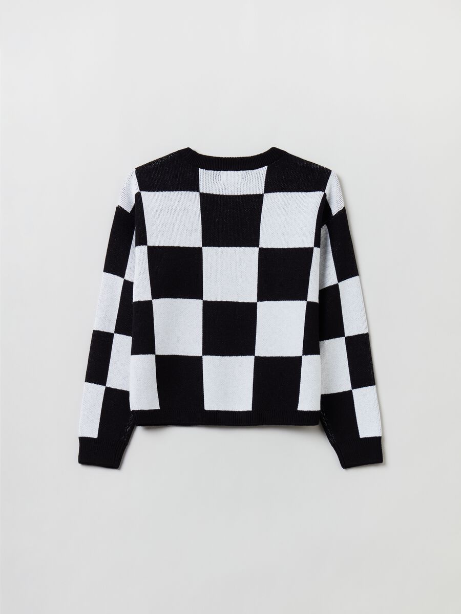 Check pullover with round neck_1